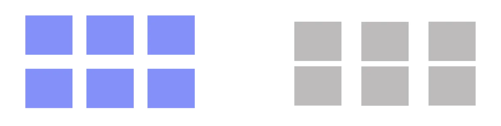 12 squares in two groups: equal spacing on the left, three columns with wider gaps on the right