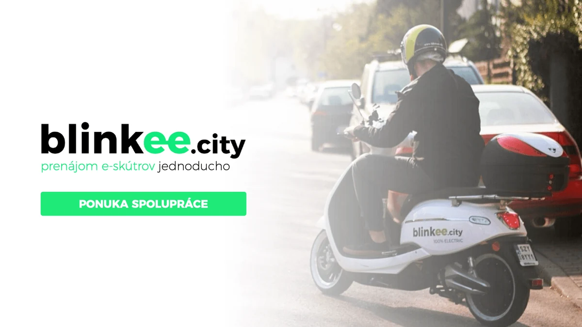 Prezentácia pre Blinkee.city – úvodný slajd o prenájme e-skútrov