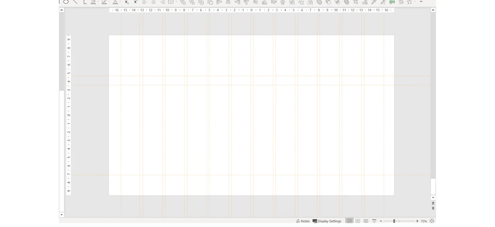 PowerPoint screenshot of a blank slide with custom guides