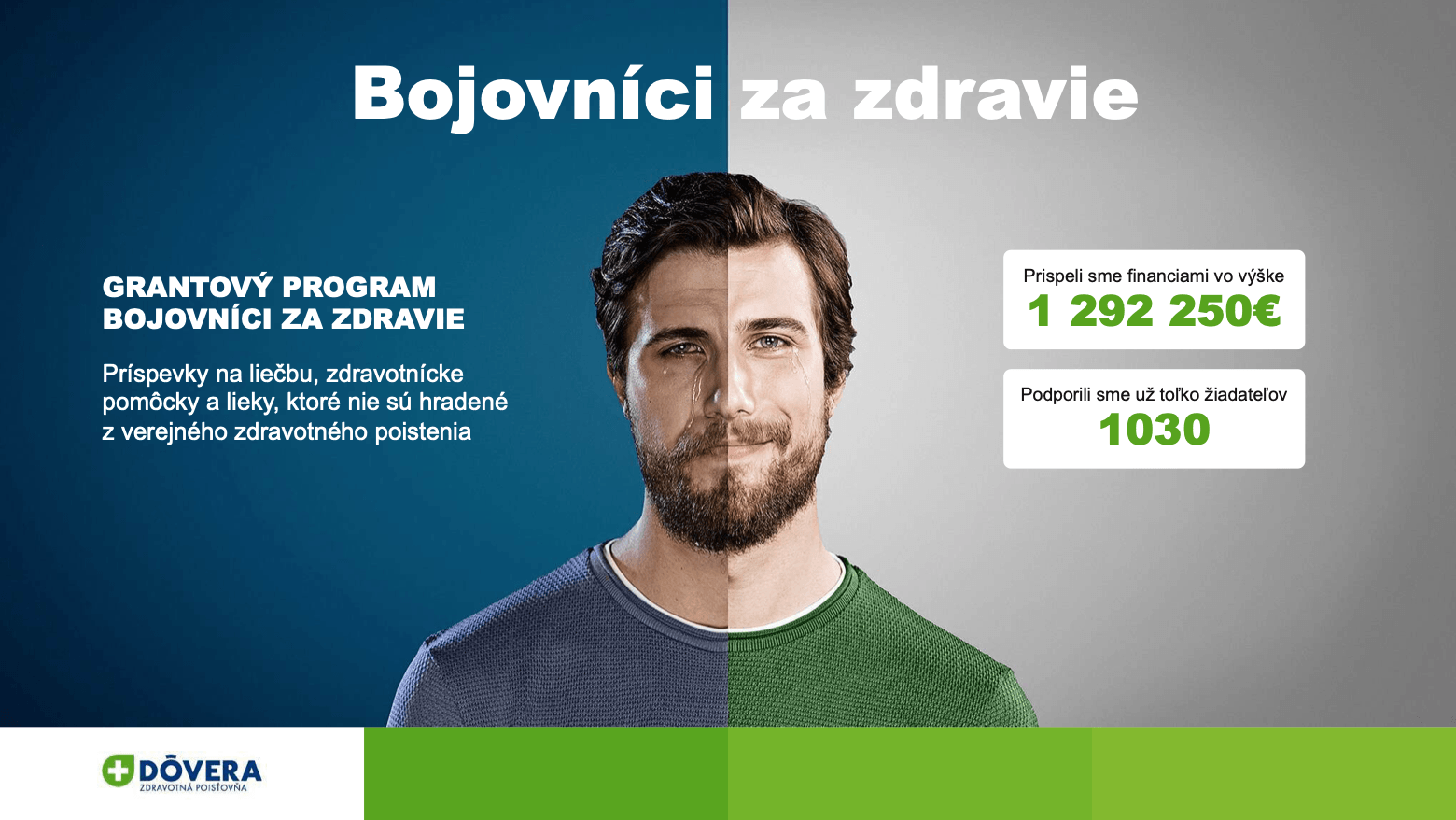 Prezentácia pre Dôvera – slajd o grantovom programe Bojovníci za zdravie