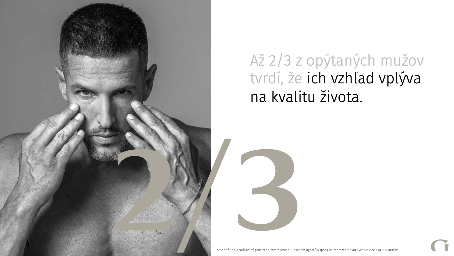 Prezentace pro Gentroot – slide se statistikou 2/3 dotázaných mužů