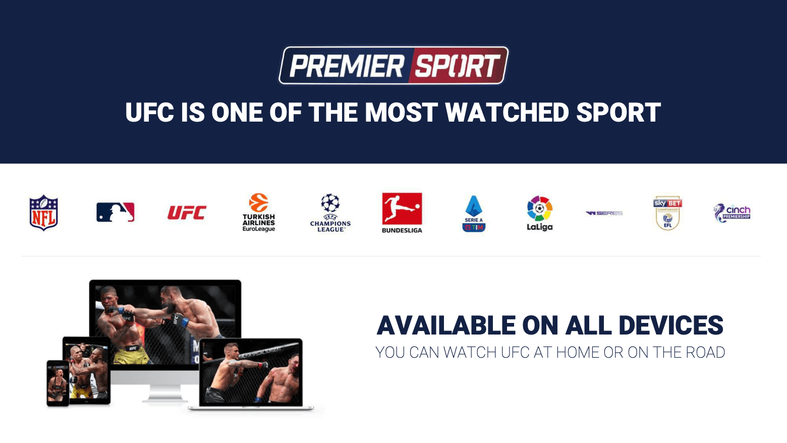 Prezentace UFC a Premier Sport – slide o sledovanosti a dostupnosti na všech zařízeních