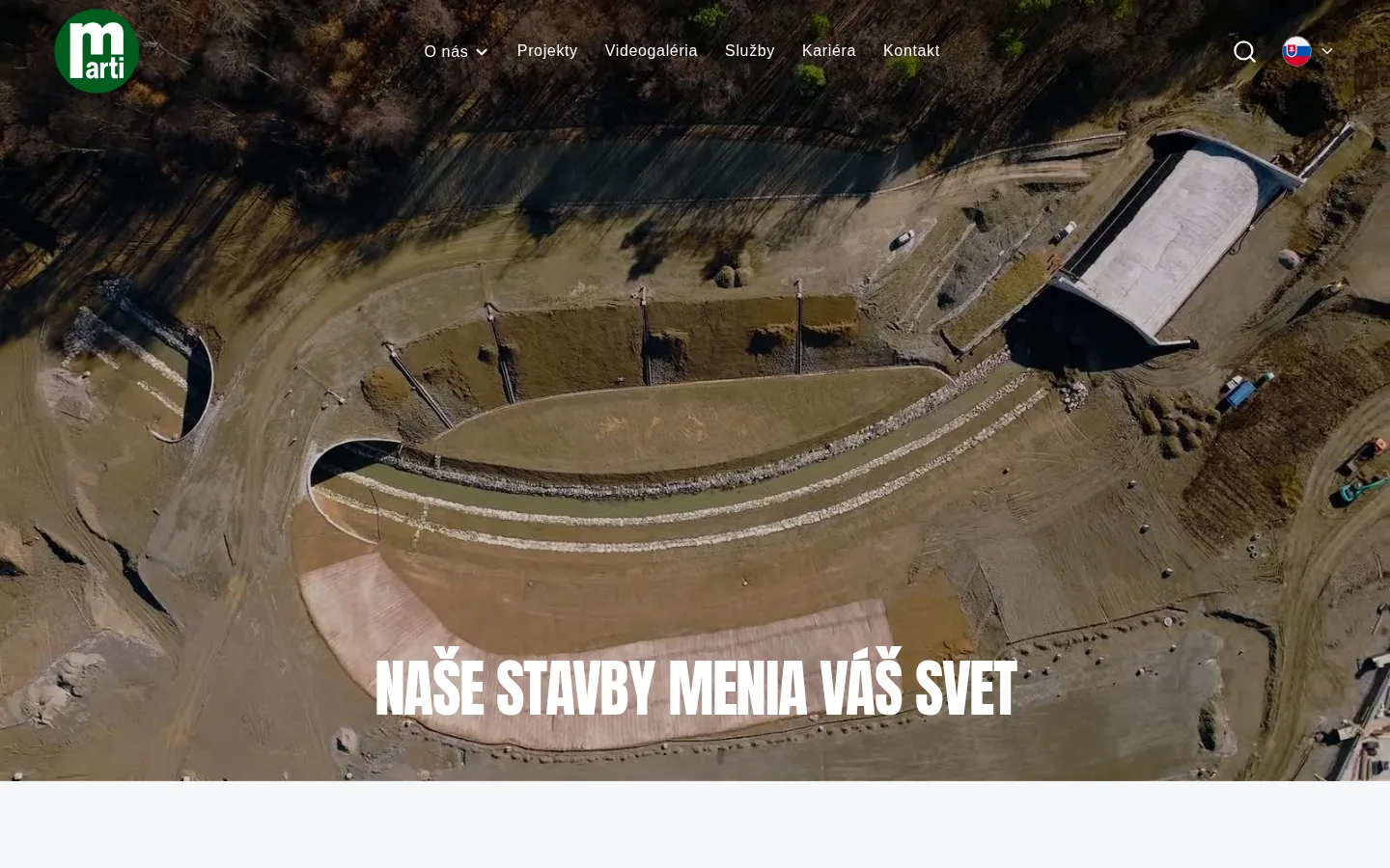 Úvodní část webu Marti