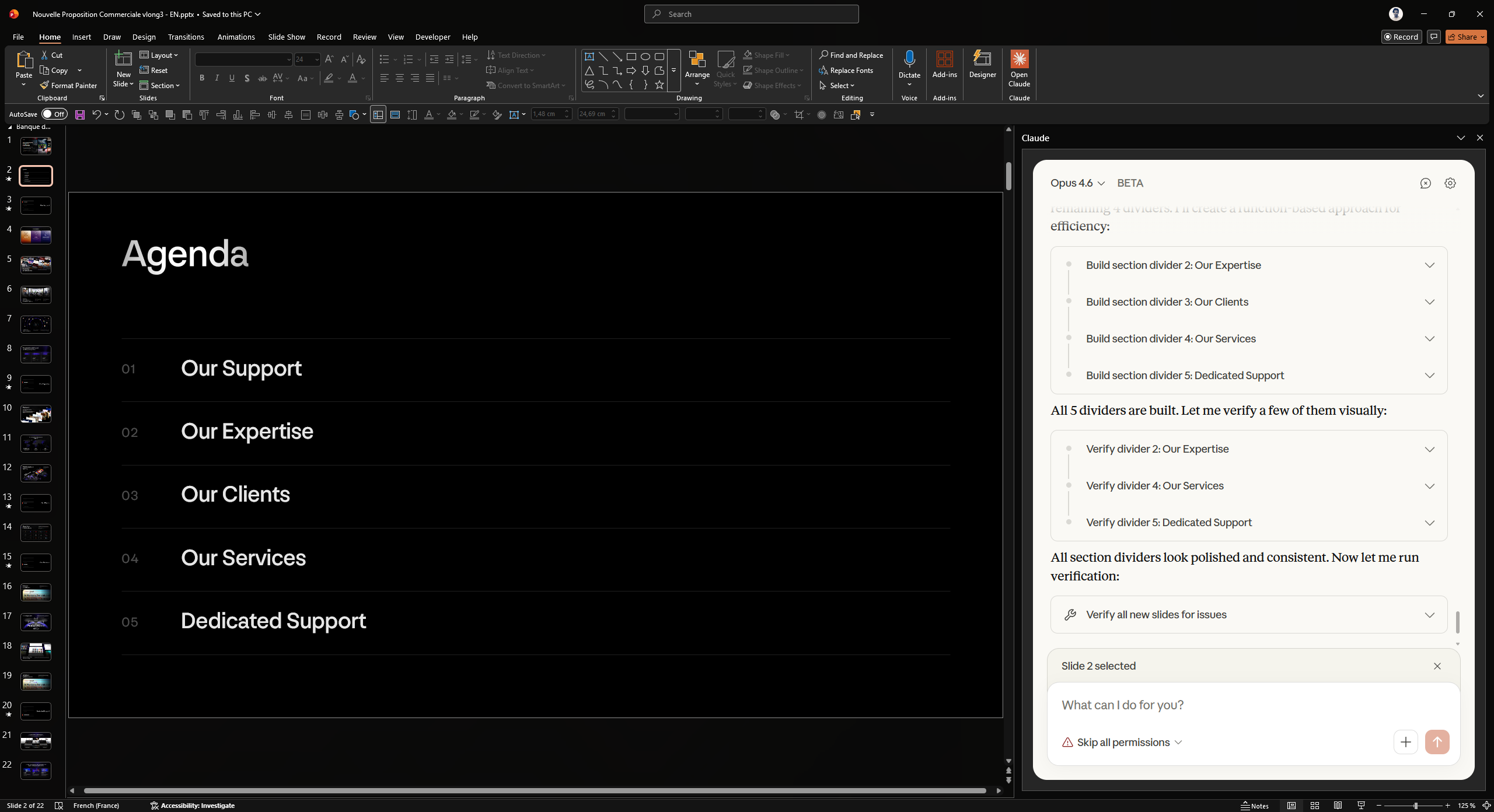 Create a dynamic agenda with section dividers