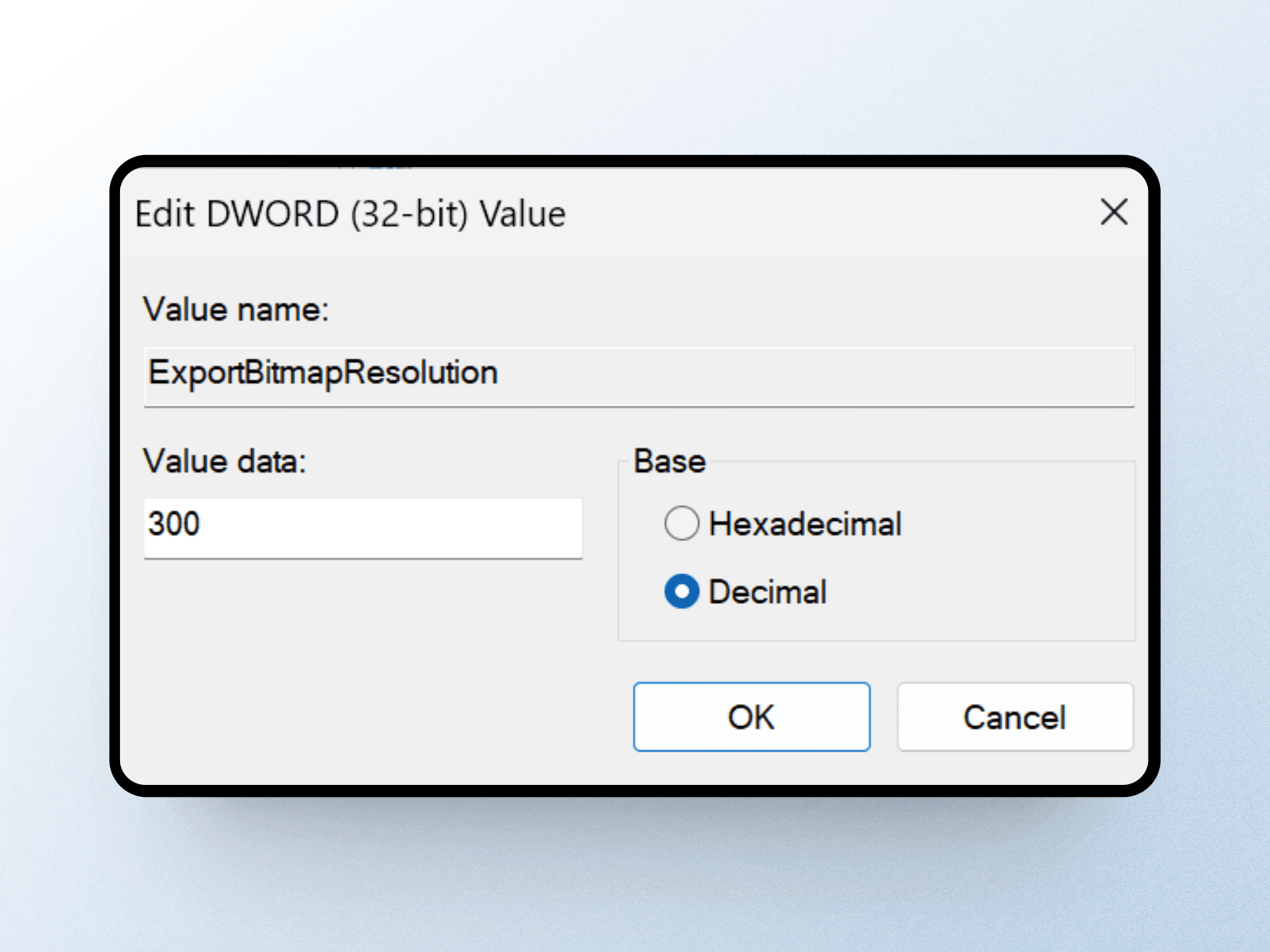 Decimal value 300