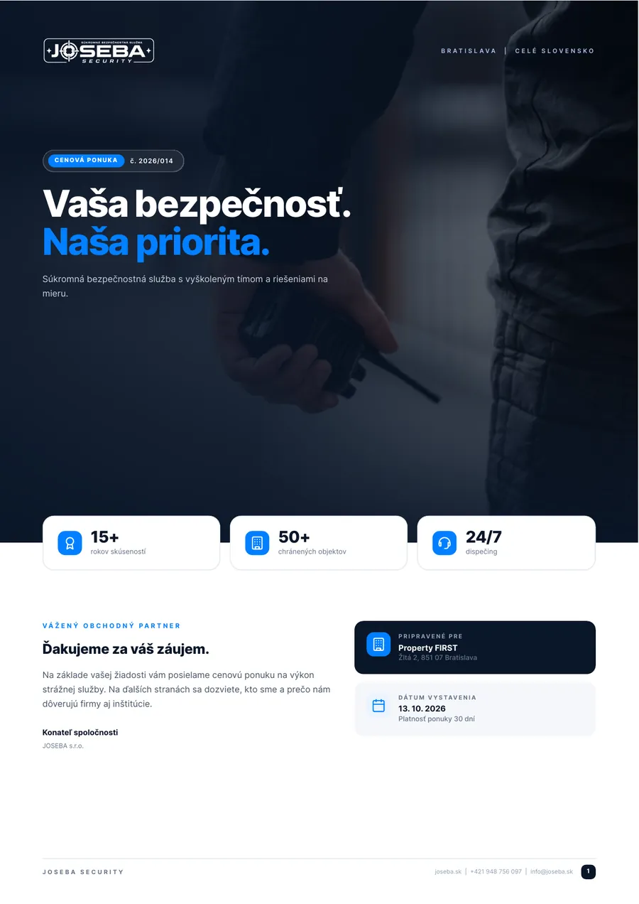 Ukázka šablony cenové nabídky